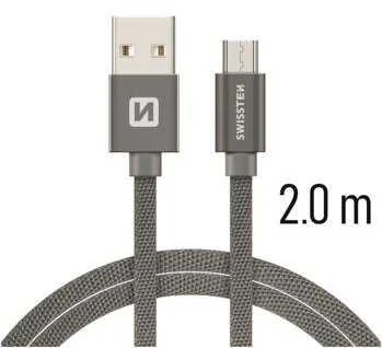 Swissten Textile greito įkrovimo universalus mikro USB laidas 2m Pilkas