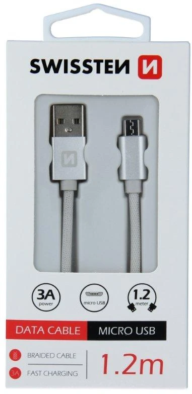 Swissten Textile Universalus Micro USB duomenų ir įkrovimo kabelis 1,2m