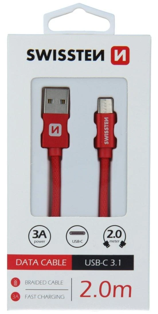 Swissten Textile Universal Quick Charge 3.1 USB-C duomenų ir įkrovimo laidas 2m