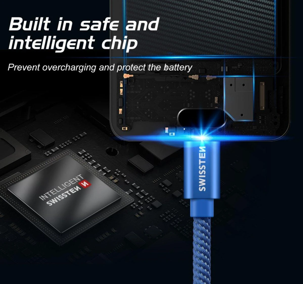 Swissten Textile Universal Quick Charge 3.1 USB-C duomenų ir įkrovimo laidas 1,2 m