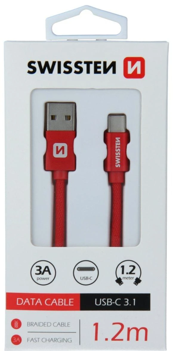 Swissten Textile Universal Quick Charge 3.1 USB-C duomenų ir įkrovimo laidas 1,2 m