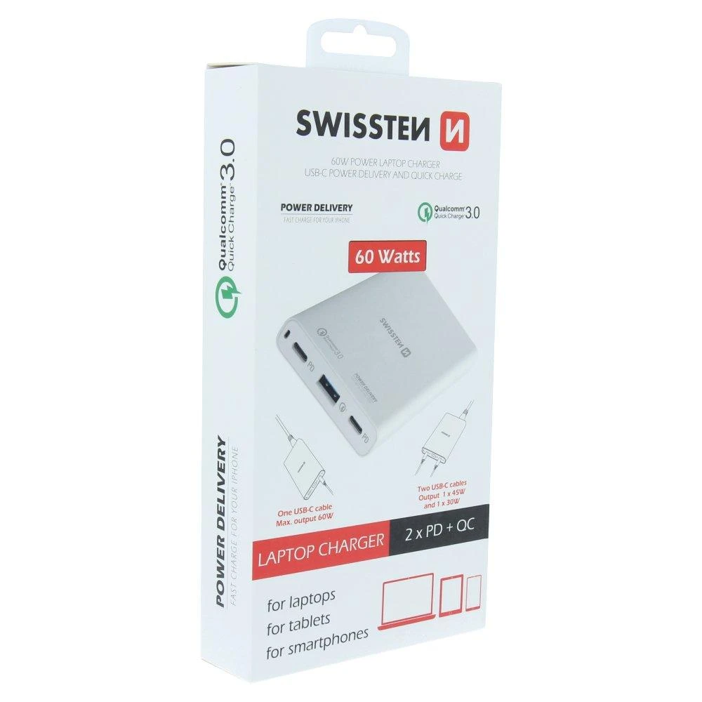 Įkroviklis Swissten 1x USB-A 2x USB-C 3 A (22013345)