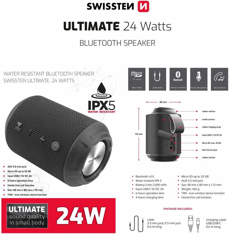 SWISSTEN Ultimate 24w juoda