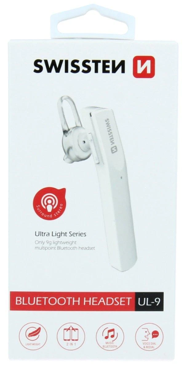 Ausinės Swissten Ultra Light UL-9 Bluetooth laisvų rankų įranga su MultiPoint