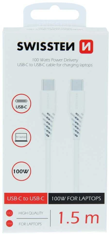 Kabelis USB Swissten USB-C - USB-C 1.5 m Baltas (71506520)