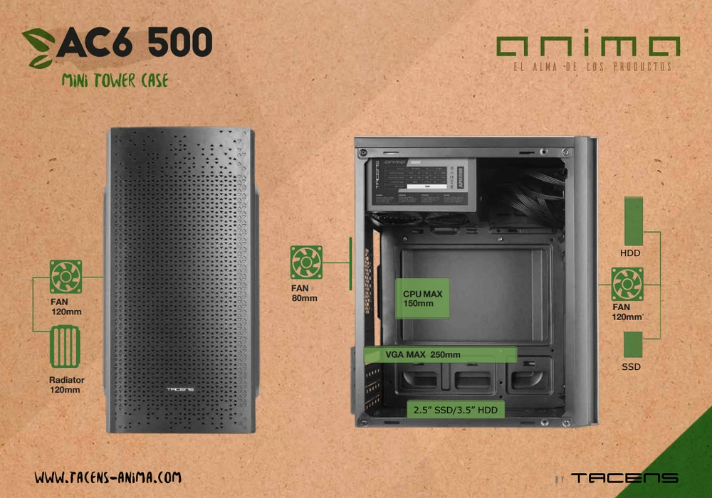 Obudowa Mars Gaming Anima AC6 500 Juodas