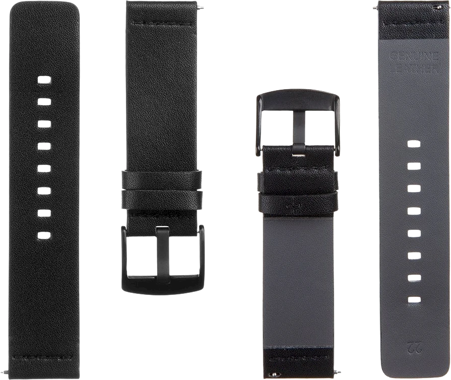 Išmaniojo laikrodžio odinis Tactical dirželis, Juodo spalvos, 22mm