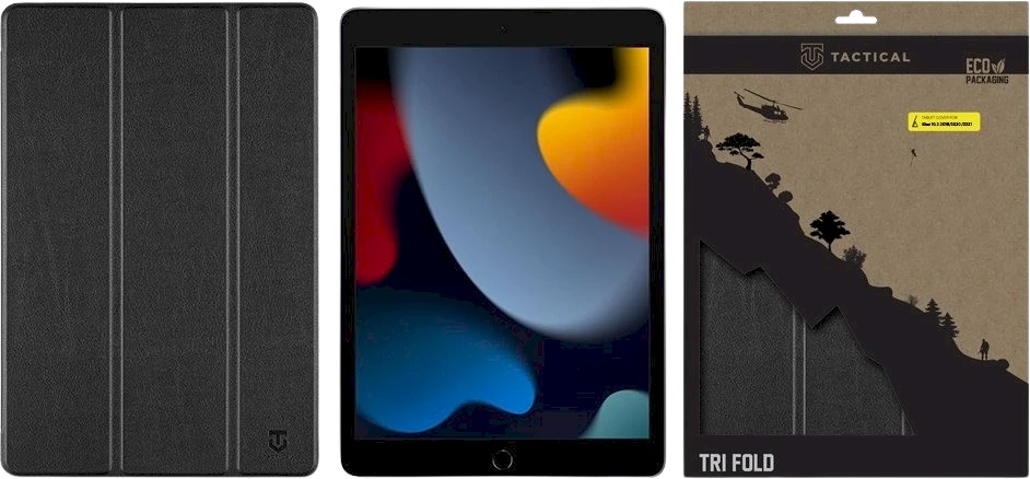 Tactical Book Tri Fold dėklas skirtas iPad 10.2 2019/2020/2021 juodos spalvos