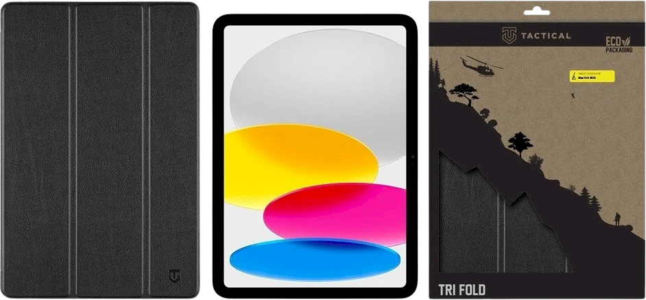 Tactical Book Tri Fold dėklas skirtas Apple iPad 10.9 2022 juodos spalvos