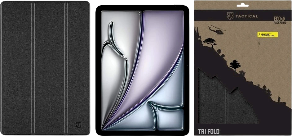 Tactical Book Tri Fold dėklas skirtas Apple iPad iPad Air 11 2024/Air 5 2022/Air 4 2020 juodos spalvos