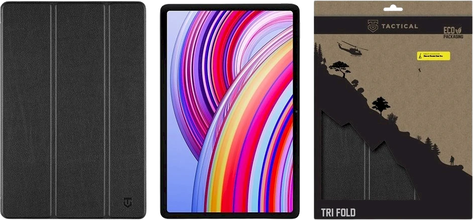 Tactical Book Tri Fold dėkals skirtas Xiaomi Redmi Pad Pro juodos spalvos
