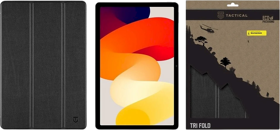 Tactical Book Tri Fold dėklas skirtas Xiaomi Redmi Pad SE juodos spalvos
