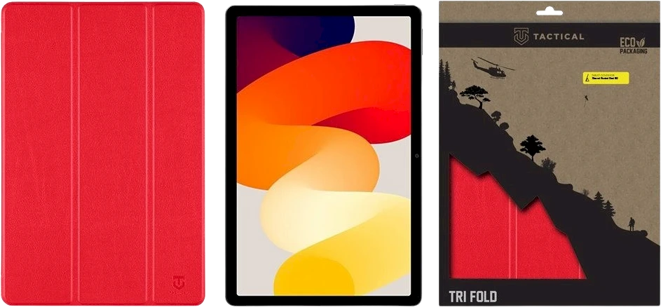 Tactical Book Tri Fold dėklas skirtas Xiaomi Redmi Pad SE raudonos spalvos