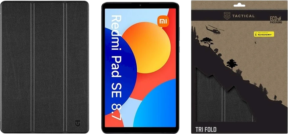 Tactical Book Tri Fold dėklas skirtas Xiaomi Redmi Pad SE 8,7" juodos spalvos