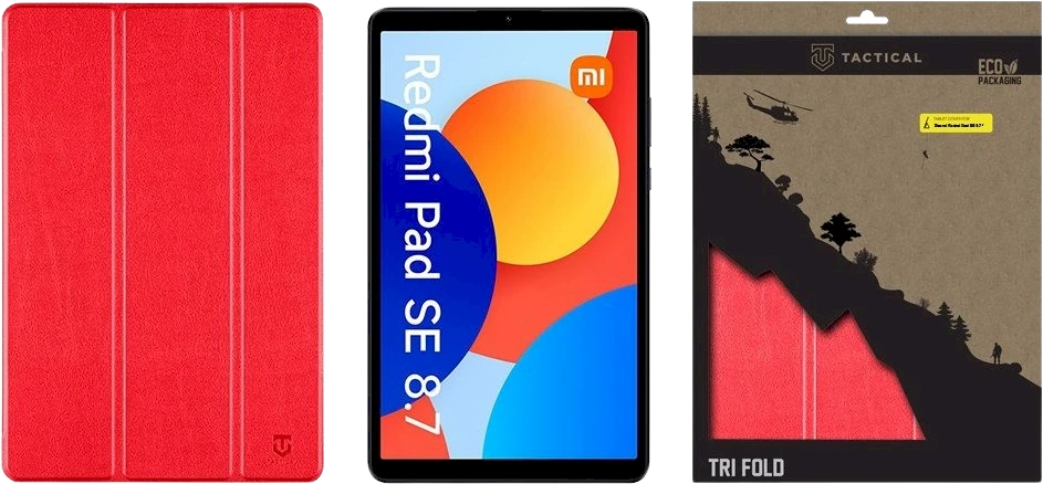 Tactical Book Tri Fold dėklas skirtas Xiaomi Redmi Pad SE 8,7" raudonos spalvos