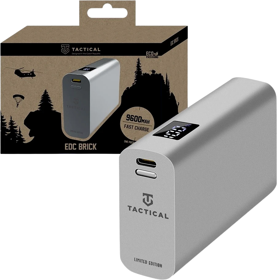 Tactical EDC Brick 9600mAh Raw PoweBank – atsarginis maitinimo šaltinis su sparčiu įkrovimu