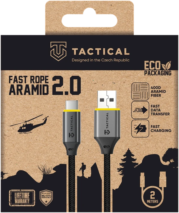 „Tactical Fast Rope Aramid 2.0“ virvė su USB-A/USB-C 2m laidu