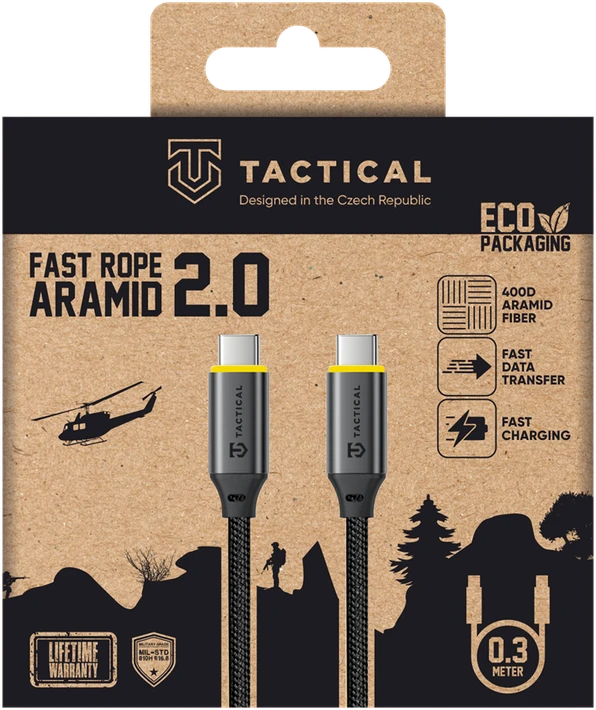 „Tactical Fast Rope Aramid 2.0“ virvė su USB-C/USB-C 0.3m laidu