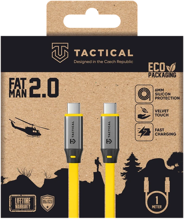 Tactical Fat Man 2.0 kabelis USB-C/USB-C 1m geltonos spalvos