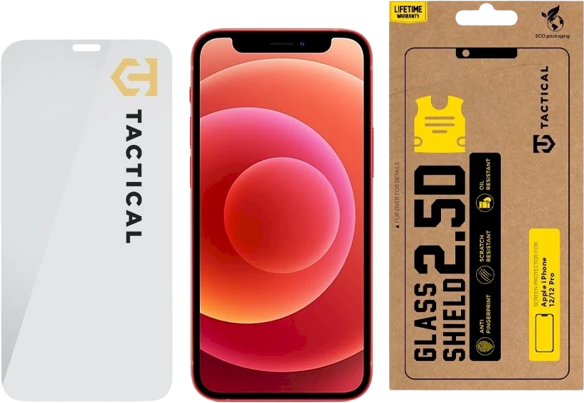 Tactical apsauginis stiklas Shield 2.5D skirtas Apple iPhone 12/12 Pro skaidrus