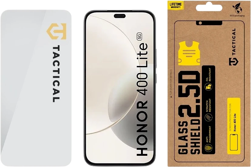 Tactical Apsauginis stiklas Shield 2.5D skirtas Honor 400 Lite skaidrus