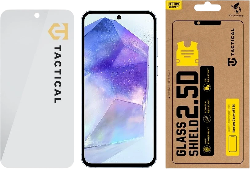 Tactical apsauginis stiklas Shield 2.5D skirtas Samsung Galaxy A55 5G skaidrus