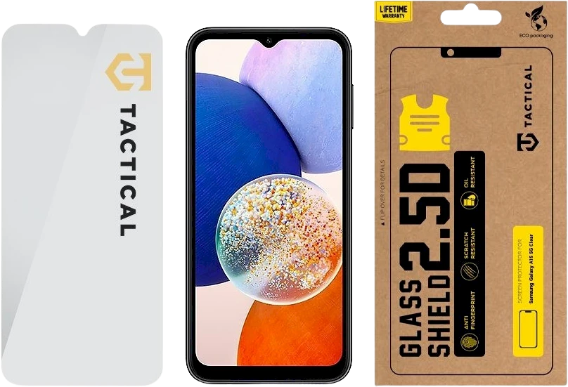 Tactical apsauginis stiklas Shield 2.5D skirtas Samsung Galaxy A14 4G/5G skaidrus