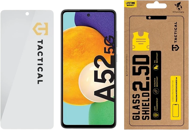 Tactical apsauginis stiklas Shield 2.5D skirtas Samsung Galaxy A52/A52 5G/A52s 5G/A53 5G skaidrus