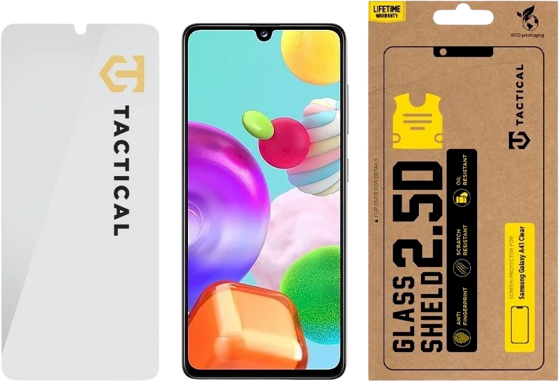 Tactical apsauginis stiklas Shield 2.5D skirtas Samsung Galaxy A41 skaidrus