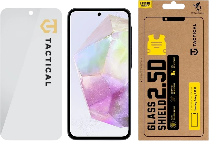 Tactical apsauginis stiklas Shield 2.5D skirtas Samsung Galaxy A35 5G skaidrus