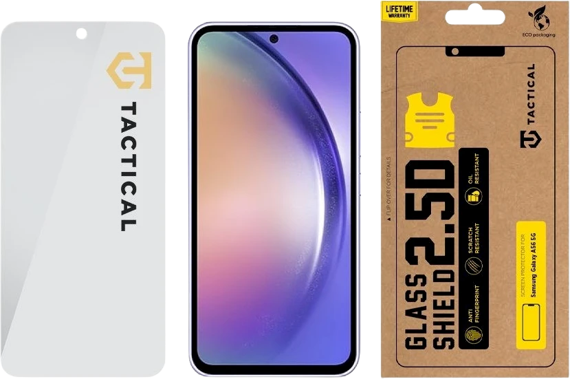 Tactical apsauginis stiklas Shield 2.5D skirtas Samsung Galaxy A56 5G skaidrus
