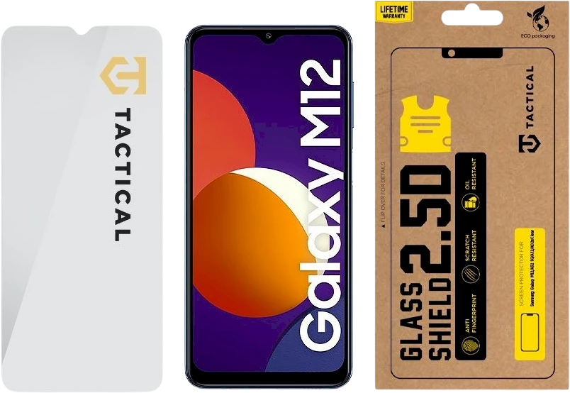 Tactical apsauginis stiklas Shield 2.5D skirtas Samsung Galaxy M12/A32 5G/A12/A02s skaidrus
