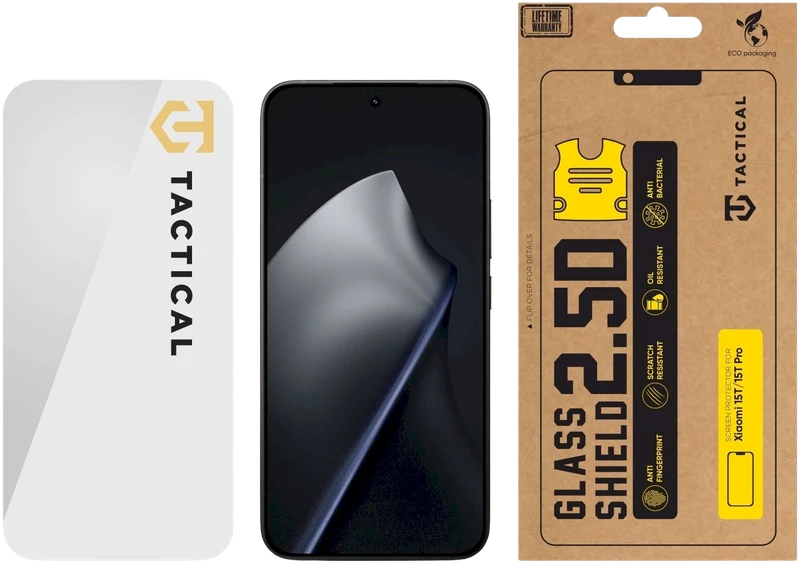 Tactical Apsauginis stiklas Shield 2.5D skirtas Xiaomi 15T/15T Pro Clear