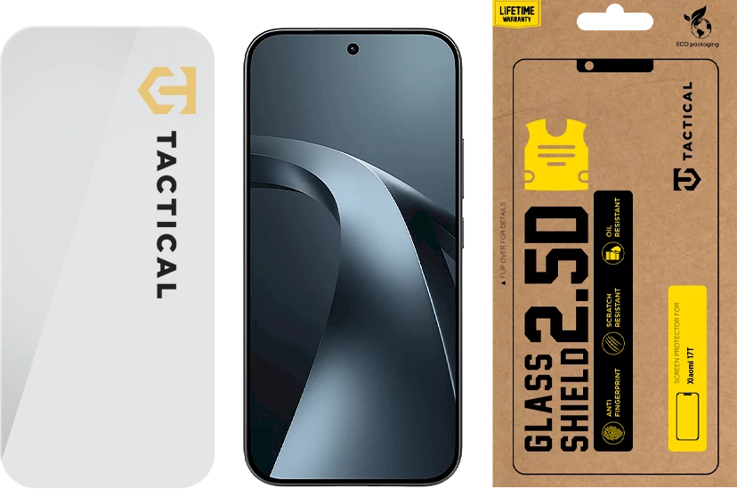 Tactical Taktinis stiklinis skydas 2.5D, skirtas „Xiaomi 17T“ skaidriam
