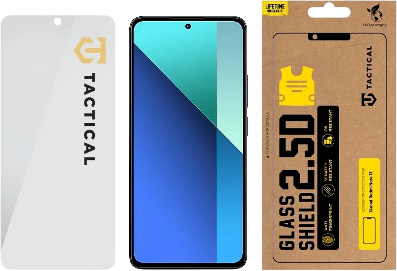 Tactical apsauginis stiklas Shield 2.5D skirtas Xiaomi Redmi Note 13 4G/5G skaidrus