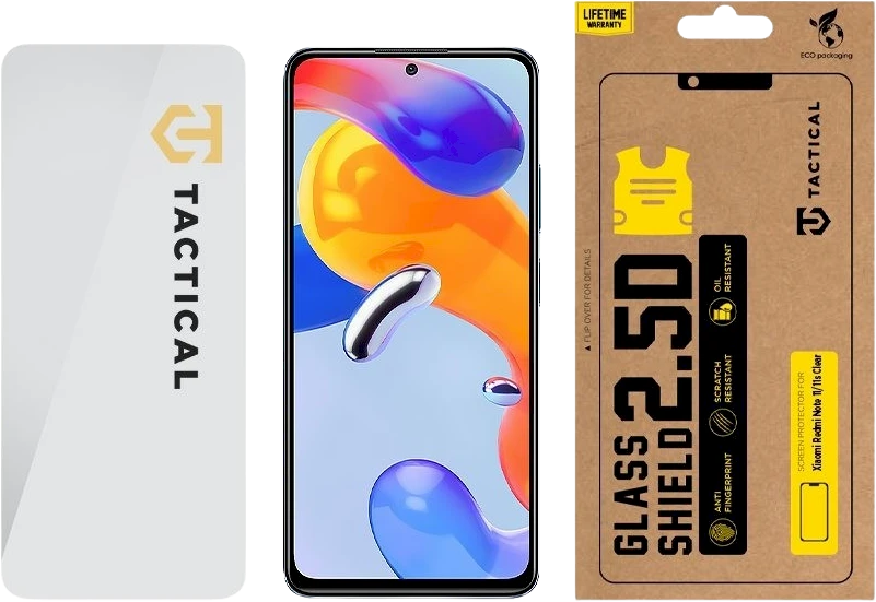Tactical apsauginis stiklas Shield 2.5D skirtas Xiaomi Redmi Note 11/11s skaidrus