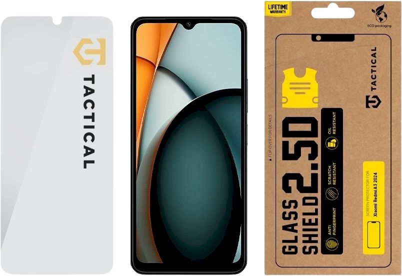 Tactical apsauginis stiklas Shield 2.5D skirtas Xiaomi Redmi A3 2024 skaidrus