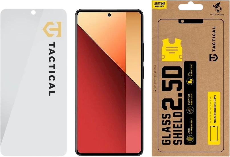 Tactical apsauginis stiklas Shield 2.5D skirtas Xiaomi Redmi Note 13 Pro 4G/5G / Poco X6 5G skaidrus