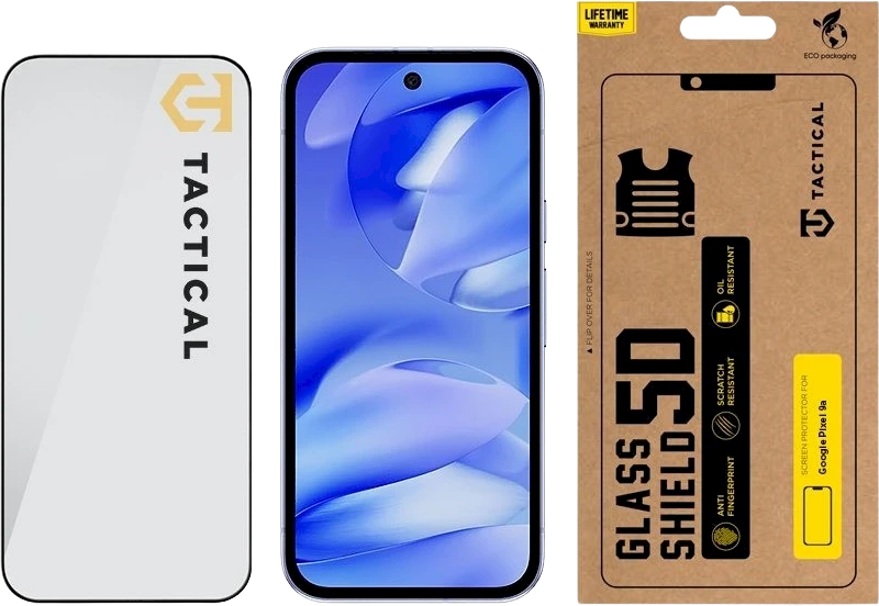 Tactical apsauginis stiklas Shield 5D skirtas Google Pixel 9a juodos spalvos