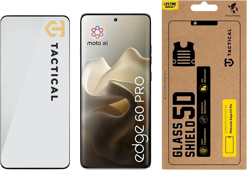 Tactical Apsauginis stiklas Shield 5D skirtas Motorola Edge 60 Pro Juodas
