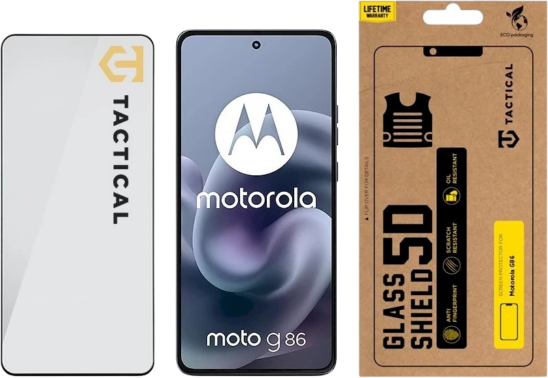 Tactical Apsauginis stiklas Shield 5D skirtas Motorola G86 juodos spalvos