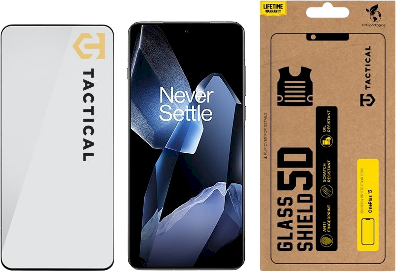 Tactical apsauginis stiklas Shield 5D skirtas OnePlus 13 su juodos spalvos krašteliu