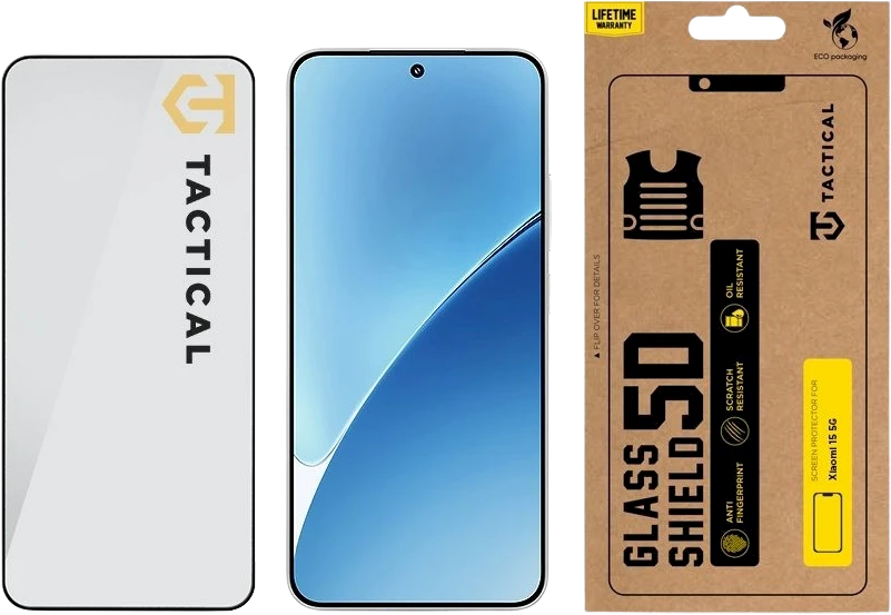 Tactical apsauginis stiklas Shield 5D skirtas Xiaomi 15 5G juodos spalvos