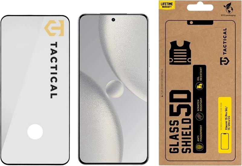 Tactical Apsauginis stiklas Shield 5D skirtas Xiaomi 15 Pro 5G/15 Ultra 5G Juodas