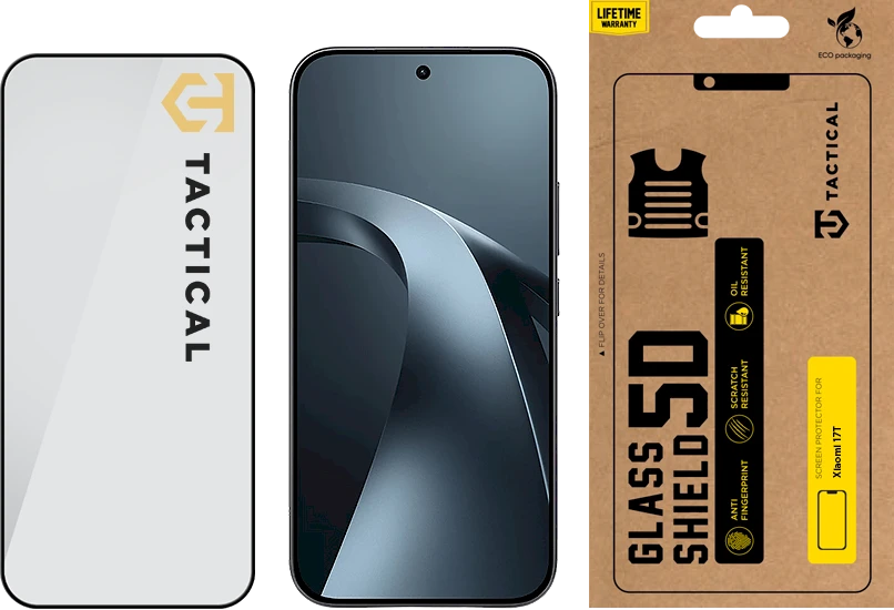 Tactical Taktinis stiklinis skydas 5D Xiaomi 17T Juodas