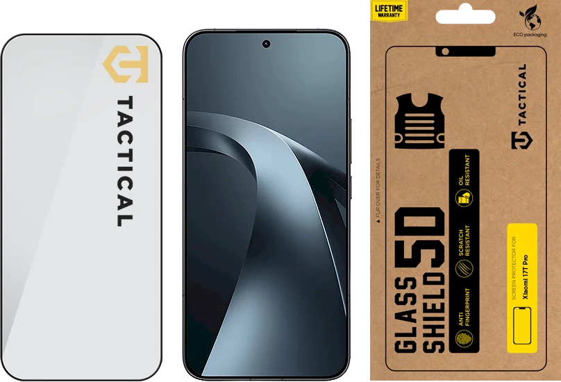 Tactical Taktinis stiklinis skydas 5D Xiaomi 17T Pro Juodas