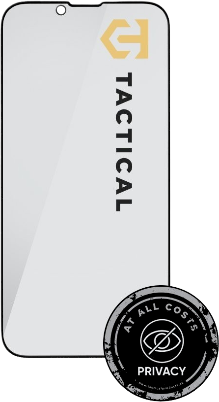 Tactical Apsauginis stiklas Shield Privacy Stealth 5D skirtas Apple iPhone 13/13 Pro/14/16e Juodas