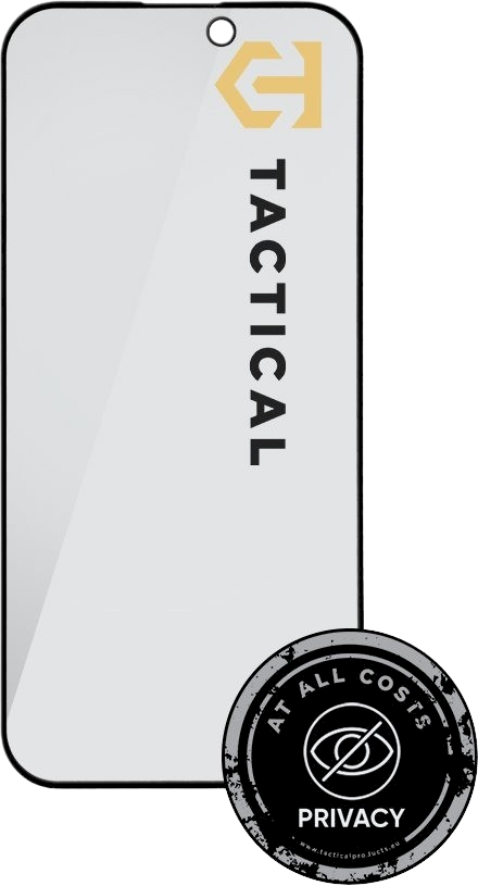 Tactical Apsauginis stiklas Shield Privacy Stealth 5D skirtas Apple iPhone 16 Pro/17 Juodas