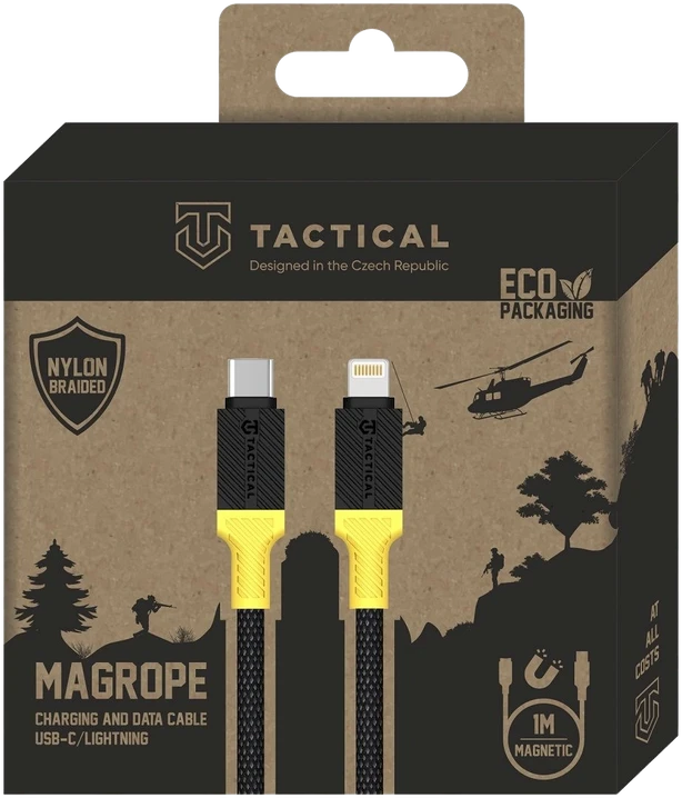 Tactical MagRope USB-C/Lightning 1m juodos ir geltonos spalvos