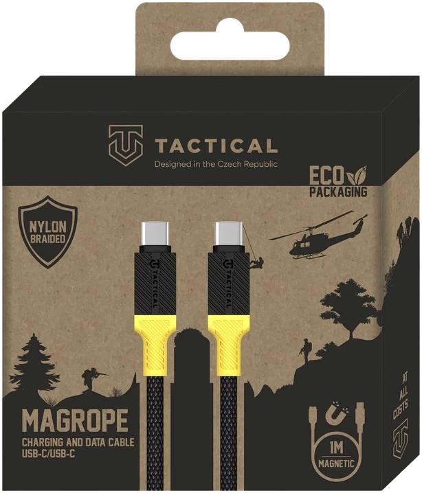 Tactical MagRope USB-C/USB-C 1m juodos ir geltonos spalvos